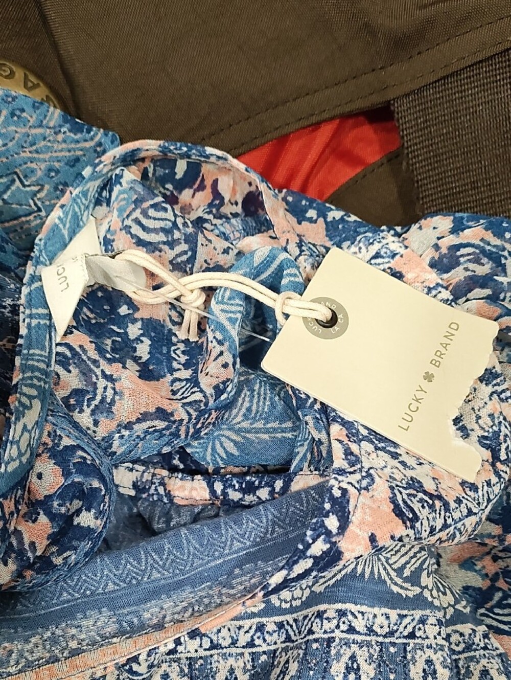 Lucky Brand Blue and Pink Patterned Scoop Neck Blouse - Picture 9 of 9
